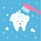 Tooth icon. Toothbrush with toothpaste bubble foam. Brush your teeth. Cute funny cartoon smiling character. Oral dental hygiene. H