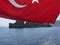 Tooth island, near Marmaris resort with the turkish flag, Turkey