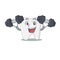 Tooth mascot design feels happy lift up barbells during exercise