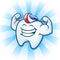 Tooth Mascot Muscle Man Dental Cartoon Character