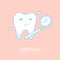 Tooth and mouth mirror cartoon illustration