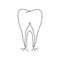 Tooth with nerve outline doodle icon. Dentistry, stomatology and dental care concept.