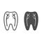 Tooth nerves line and glyph icon. Dentist vector illustration isolated on white. Periodontal outline style design