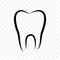 Tooth outline vector icon. Dentistry clinic, whitening toothpaste and dental mouthwash package label, white tooth logo