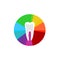 Tooth with rainbow colorful sectors sign