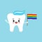 Tooth with rainbow pride flag dental icon isolated on background