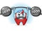 Tooth Retro Body Builder Cartoon Character with Mustache