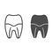 Tooth root line and glyph icon. Tooth canal vector illustration isolated on white. Dental care outline style design