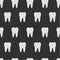 Tooth. Seamless pattern. White teeth isolated on black background. Vector, eps10