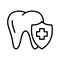 Tooth and shield icon. Dental insurance, dental care concepts