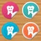 Tooth smile face icons. Happy, sad, cry.
