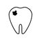 Tooth spoiled icon. vector contour black