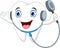 Tooth with stethoscope cartoon