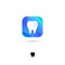 Tooth UI icon. Dentist, stomatology emblem. Tooth, dentistry pictogram. Rounded square symbol with shadow.