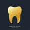 Tooth Vector logo Template. Medical Design Golden Tooth Logo. Dentist Office Icon. Oral Care Dental and Clinic Tooth