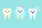 Tooth whitening and cleaning stomatology concept, cute colorful teeth vector illustration