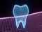 Tooth Wireframe Mesh. Neon grid molar