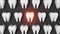 Toothache 3D loop seamless animation on grey background. White healthy teeth pattern molar tooth with pain Dentist\\\'s Day