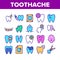 Toothache Collection Elements Icons Set Vector