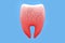 Toothache concept. Broken human Tooth on blue background. 3d illustration