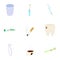 Toothache icons set, cartoon style