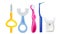 toothbrush bathroom set realistic vector