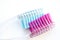 Toothbrush, blue on pink