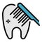 Toothbrush brushing tooth icon color outline vector