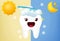 Toothbrush emoji characters vector design. Day and night teeth brushing healthy molar hygiene with healthy and protected tooth.