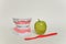 Toothbrush and green apple, dental care concept
