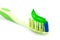 Toothbrush with green toothpaste isolated