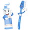 Toothbrush and toothpaste character are smiling with the happy face