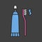 Toothbrush and toothpaste color icon