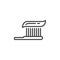 Toothbrush with toothpaste line icon, outline vector sign, linear style pictogram isolated on white.