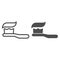 Toothbrush and toothpaste line and solid icon. Home dental cleaning, oral hygiene symbol, outline style pictogram on