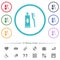 Toothbrush and toothpaste tube flat color icons in circle shape outlines