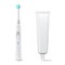 Toothbrush And Toothpaste Tube Vector. Realistic Electric Tooth Brush Mock Up For Branding Design. Isolated On White