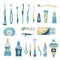 Toothbrushes and pastes, mouthwash and flosses