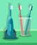 Toothbrushes Set, Kit Flat Vector Illustration