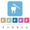 Toothbrushing flat icons on color rounded square backgrounds