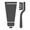 Toothpaste and brush solid icon, Hygiene routine concept, toothbrush and paste sign on white background, Toothpaste and