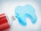 Toothpaste coming out of tube forms a tooth. 3D illustration