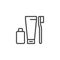 Toothpaste tube and toothbrush outline icon