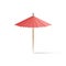 Toothpick cocktail umbrella, paper parasol miniature red, realistic 3d vector model isolated on the white