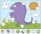 Toothy cartoon monster. Complete the puzzle and find the missing parts of the picture. Game for kids