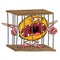 The Toothy Monster is trapped in a cage. Illustration on white background