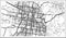 Toowoomba Australia City Map in Black and White Color. Outline Map