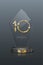 Top 10 award trophy. Glass prize with gold number 10. Champion glory in competition vector illustration. Hollywood fame