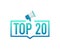 Top 20 - Top twenty colorful label on white background. Vector illustration.