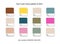 Top 4 pastel color mixes palette of 2023. Trend color guide collection in RGB, CMYK. Bright color set for fashion, home